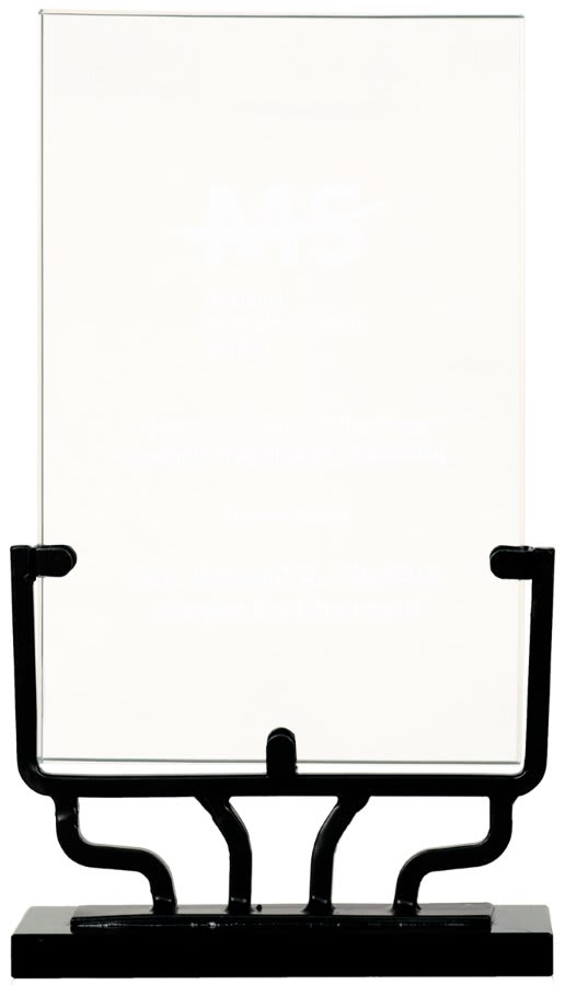 Vertical Rectangle Vintage Glass with Iron Base 9 1/2