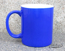 customize blue coffee cup by Timber 2 Glass, personalize coffee cup, laser engrave coffee cup