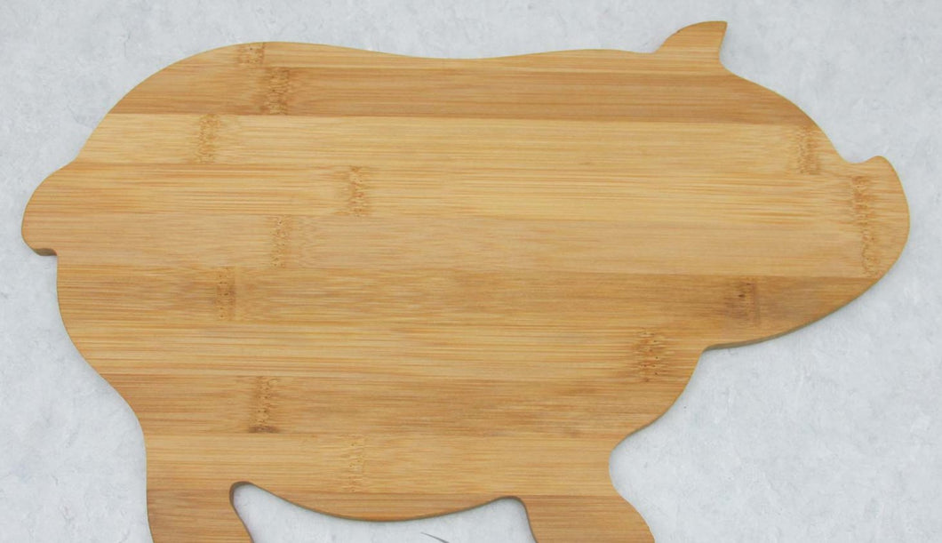 personalize pig bamboo cutting board with Timber 2 Glass, pig cutting board, pig shaped cutting board customized, engrave pig cutting board