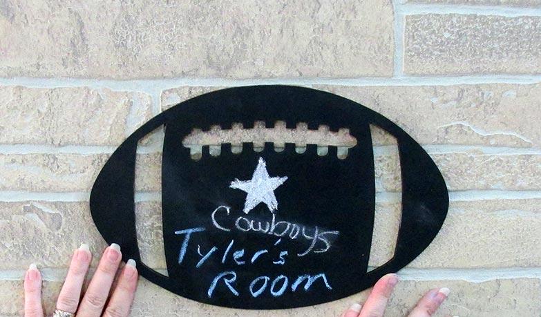 laser cut football chalkboard, custom gift ideas, gift ideas, laser engraved gift ideas, gifts, football, laser cut wall art by Timber 2 Glass
