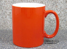customize orange coffee cup by Timber 2 Glass, personalize coffee cup, laser engrave coffee cup