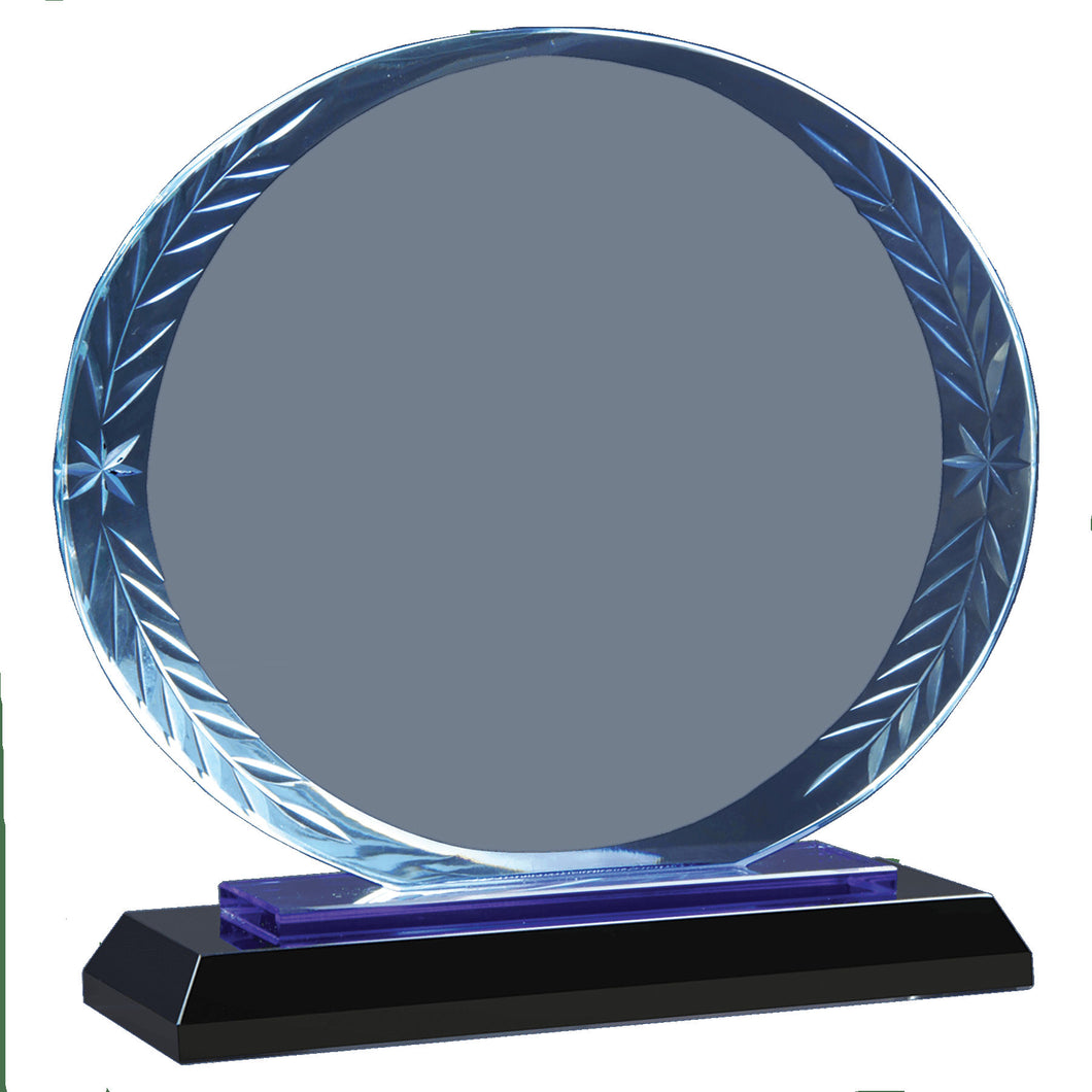 Oval Accent Glass Award on Blue/Black Base 7
