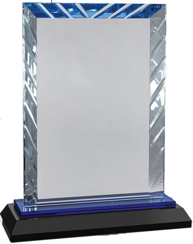 Rectangle Accent Glass Award on Blue Base 7