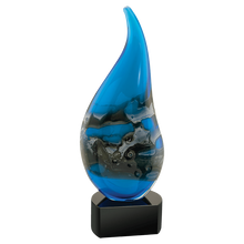 11-1/2" Blue with Gray Raindrop Art Glass