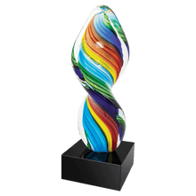 10-1/2" Rainbow Twist Art Glass with Black Base