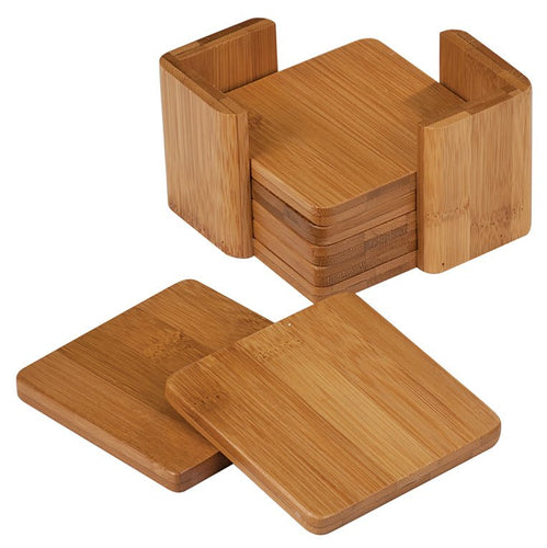 Bamboo Coaster Set with Holder