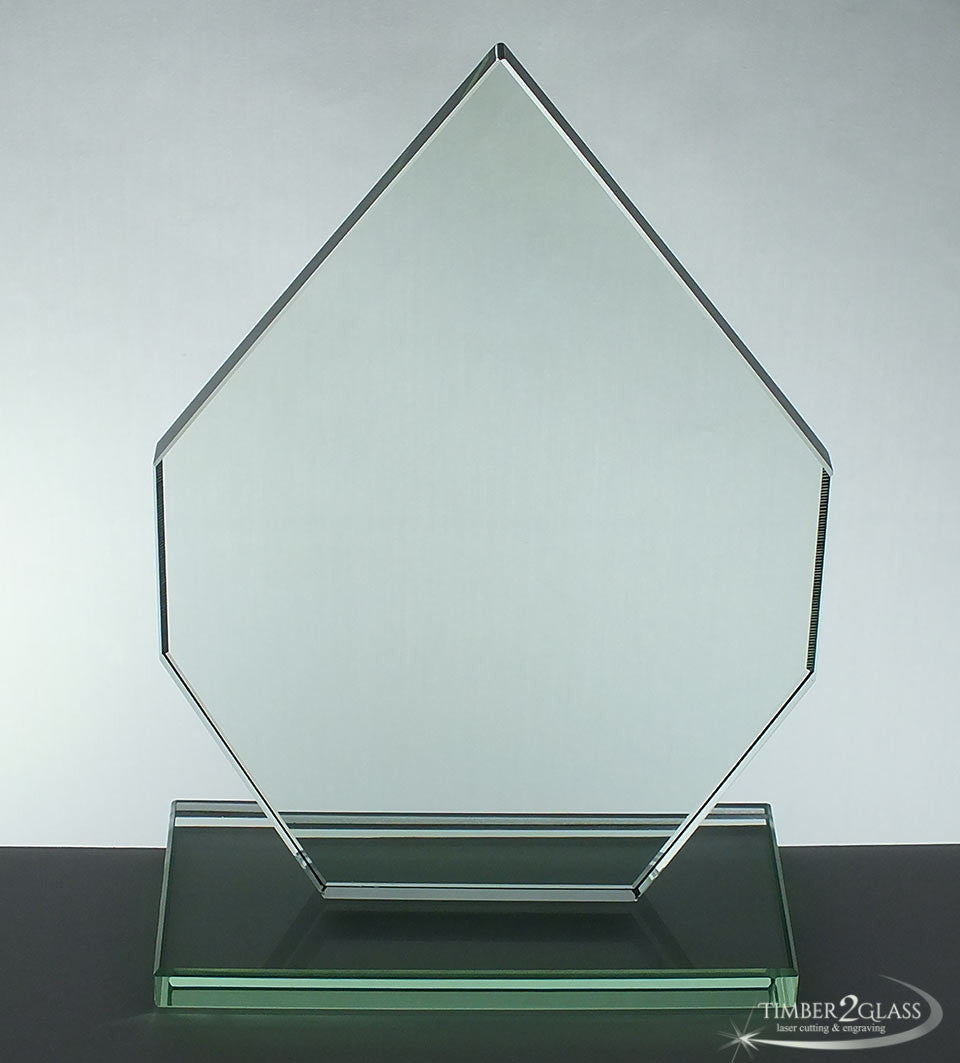customize diamond shape award-Timber 2 Glass. laser engrave award, personalize award, customize award