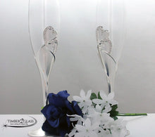 customize heart wedding flutes, engrave wedding glasses with Timber 2 Glass