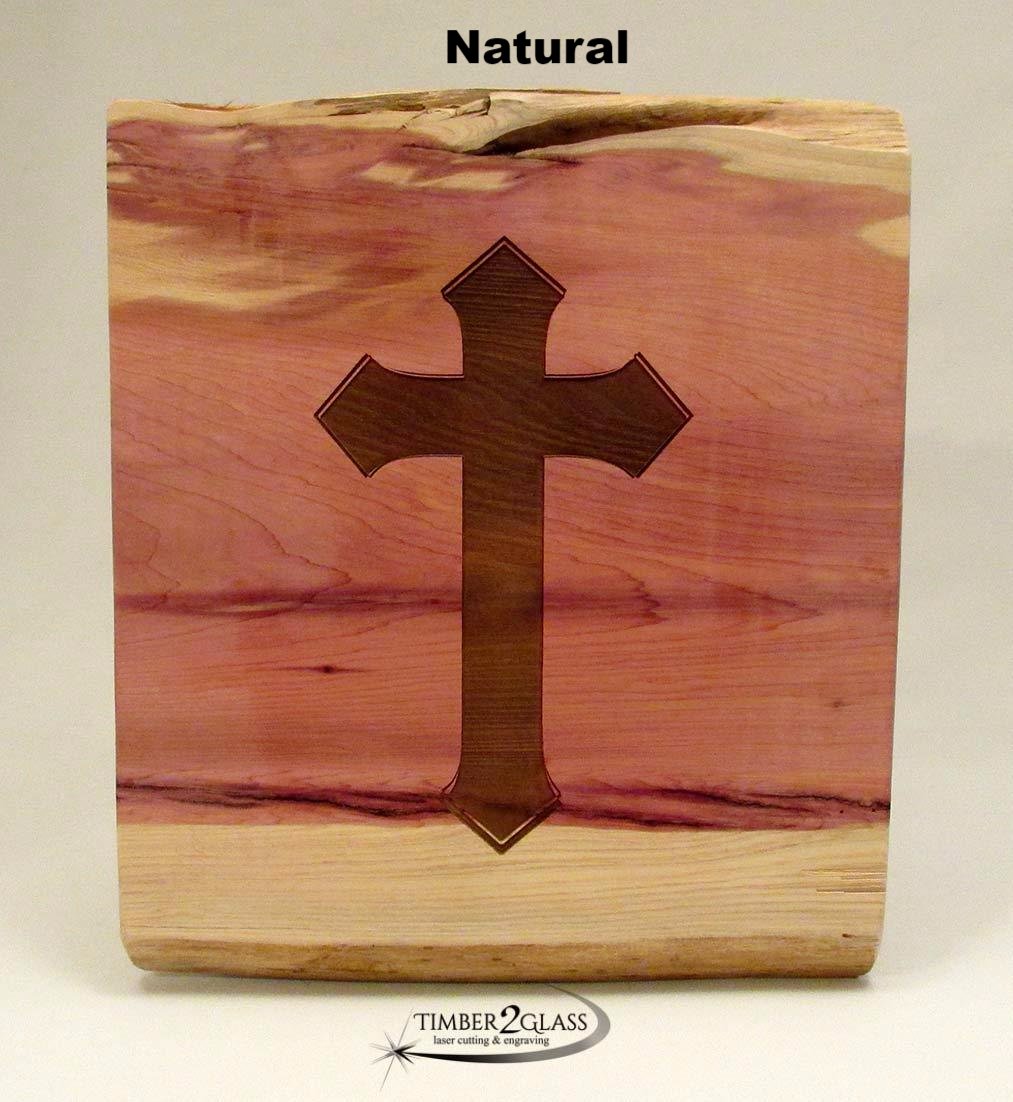 cross cedar sign, laser engraved cross cedar sign, natural cross made by Timber 2 Glass, cross sign, gift, present, personalized signs, personalized wood, wood signs