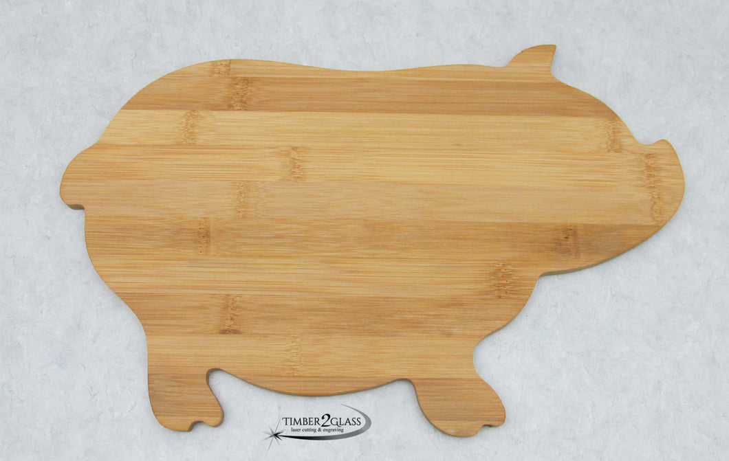 personalize pig bamboo cutting board with Timber 2 Glass, pig cutting board, pig shaped cutting board customized, engrave pig cutting board