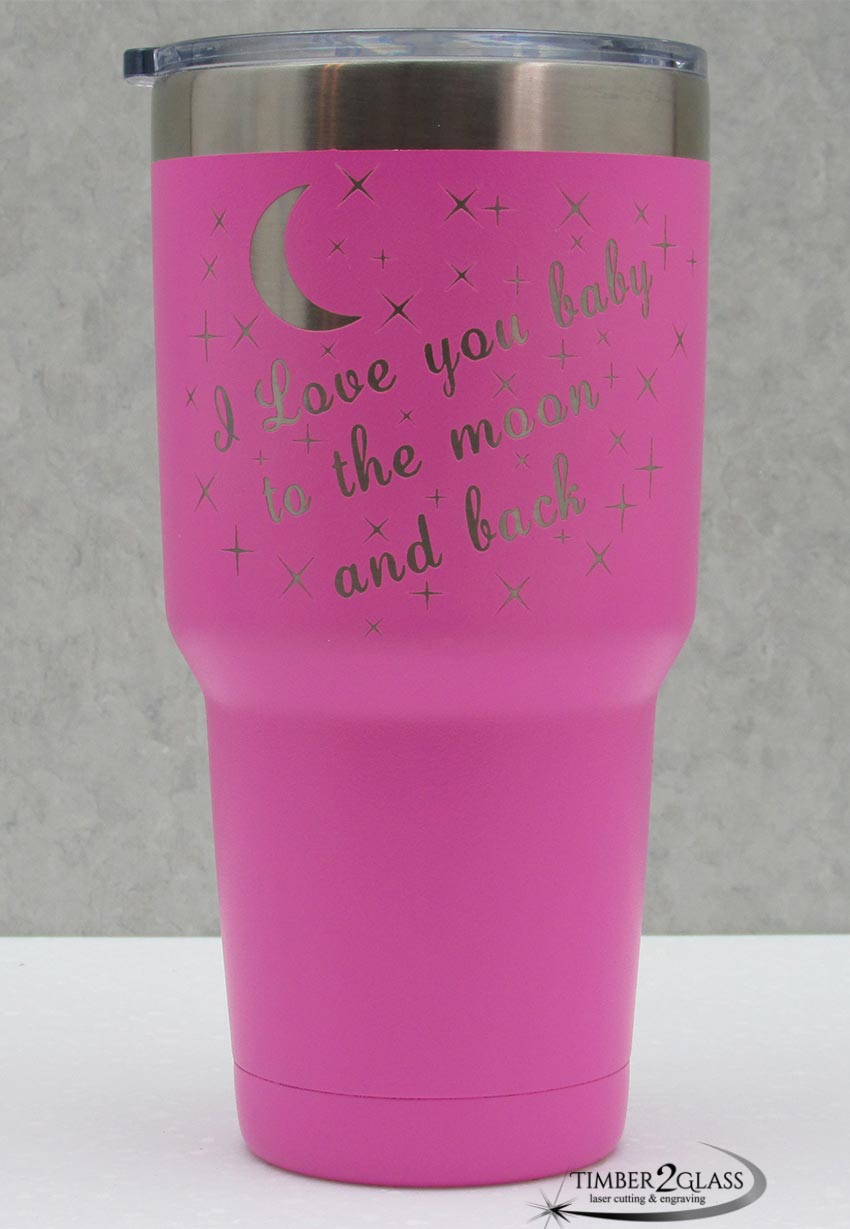 love you to the moon and back personalized tumbler, gift, polar camel customized mug by Timber 2 Glass, laser engraved, special gifts