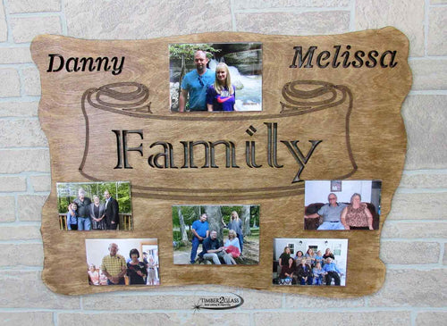 laser engraved and cut wall art, family photo, custom engraved family plaque , laser engraved home decor by Timber 2 Glass, gift ideas, laser engraved gift ideas, custom ideas, personalized family plaques
