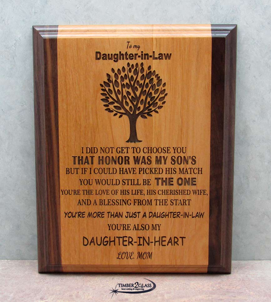daughter in law plaque, laser engraved daughter in law plaque, wall art, laser engraved home decor, gift ideas, laser engraved gift ideas