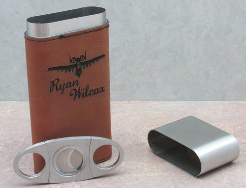 laser engraved cigar case with cutter, personalized gifts with Timber 2 Glass, custom gifts, custom laser gifts