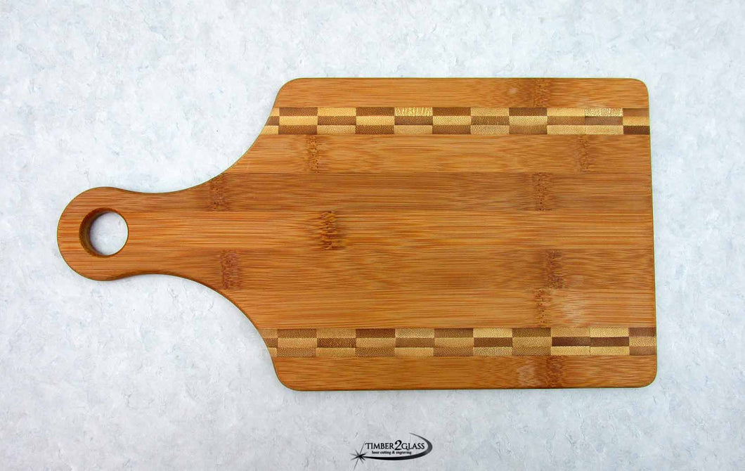 Paddle Shaped Bamboo Cutting Board with Butcher Block Inlay