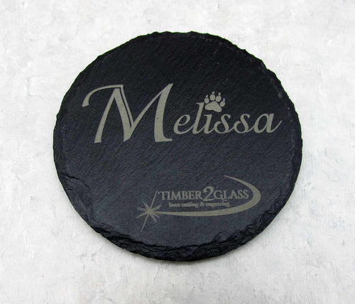 slate coaster, laser engraved slate coaster, custom gifts by Timber 2 Glass, custom laser gifts, coasters, gift ideas