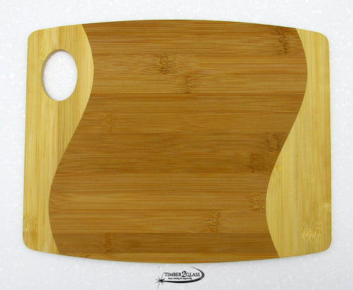 Bamboo Cutting Board with 2 Tone, Rec w/Handle