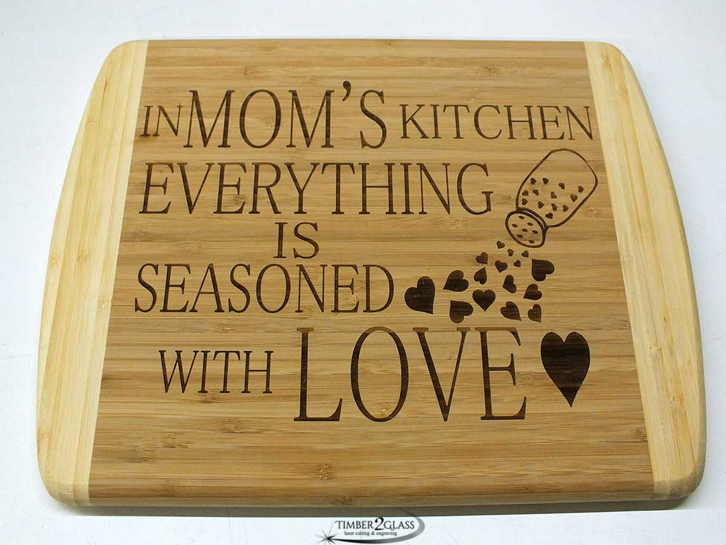 bamboo 2 tone laser engraved cutting board, customized cutting board by Timber 2 Glass, personalize cutting board, great gift idea, unique gift